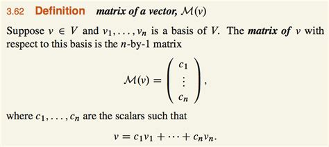 linear algebra - Matrix of a vector with respect to basis of different vector space ...