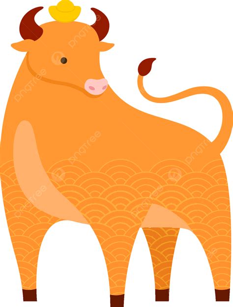 Cow Head Clipart Vector, Orange Cow With Ingot On The Head, Cow, Ingot, Head PNG Image For Free ...