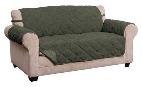 Innovative Textile Solutions 1-Piece Hudson Sherpa Waterproof Sofa Furniture Cover, Hunter Green ...