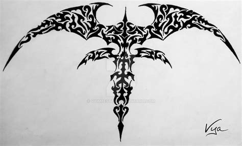 Vampire double cross big version tribal tattoo by Vyamester on DeviantArt