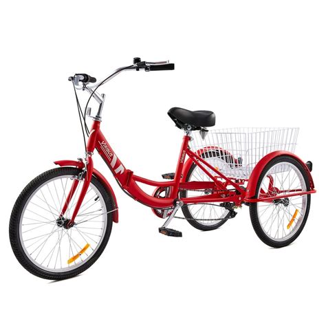 26" Adult Tricycle 7-Speed Folding Trike, Carbon Steel Frame, Basket ...