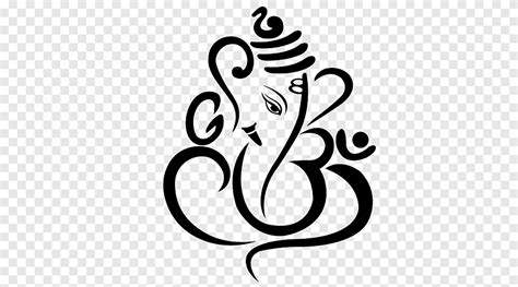 Ganesha Shiva Om Symbol Hinduism, ganpati, logo, monochrome png | PNGEgg