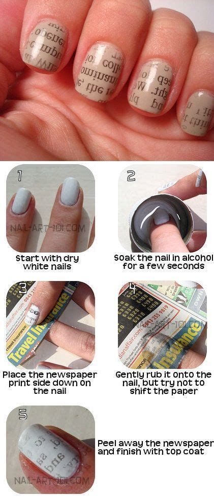 Newspaper Nail Art Tutorial | Nail art diy, Nail art diy easy ...