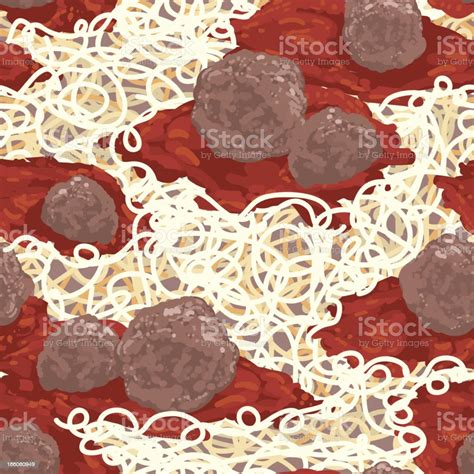 Spaghetti And Meatballs Seamless Pattern Stock Illustration - Download Image Now - Meatball ...