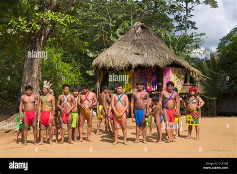 Villagers of the Native Indian Embera Tribe, Embera Village, Panama ...