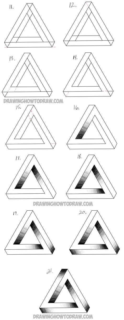 How to Draw an Impossible Triangle – Easy Step by Step Drawing Tutorial – How to Draw Step by ...