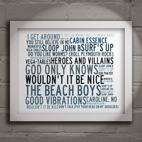 The Beach Boys Limited edition typography lyrics art print. Signed and ...