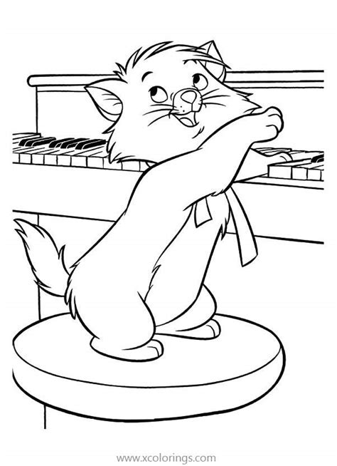 Aristocats Coloring Pages Berlioz Plays Piano - XColorings.com