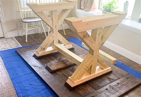 DIY Counter Height Farmhouse Trestle Table | Recipe | Diy farmhouse ...