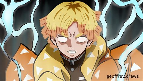 a digital illustration of Zenitsu using his Thunder Breathing technique I did! : KimetsuNoYaiba