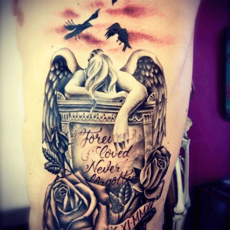 Tattoo uploaded by Wauters • Statue of the Angel of Grief. Text is: forever loved, never ...