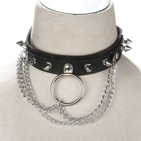 BDSM play collar, Black Spike choker collar women/men punk Vegan ...