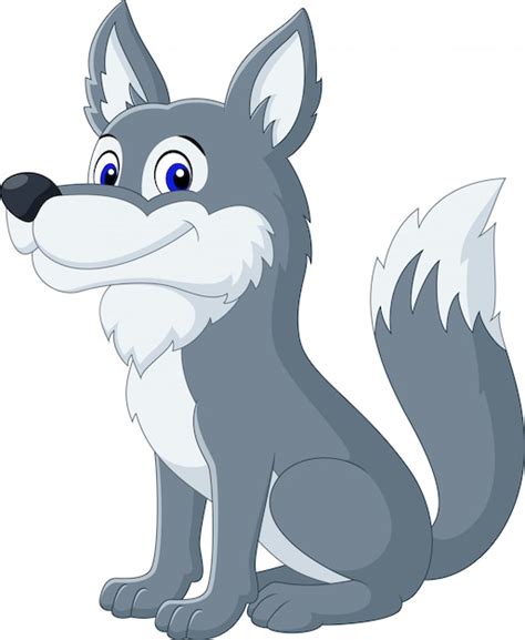 Cute wolf cartoon | Premium Vector