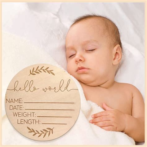 Buy Wooden birth announcement sign, baby announcement sign, Hello World newborn sign, photo ...