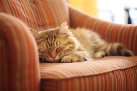 Premium AI Image | Cute cat sleeping or resting on the sofa at home Lazy cat sleeping on the ...