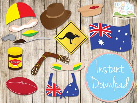 Australia Day Photo Booth Props.| Upon A Time Designs $3.50 download cost. http://www ...