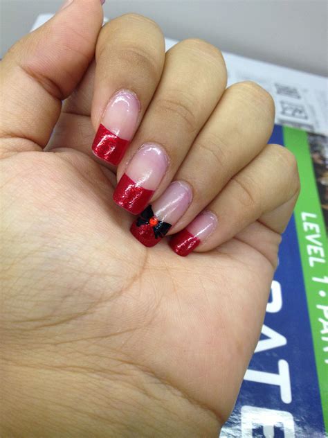 Red French manicure with a little plus | Red french manicure, Different nail designs, Manicure