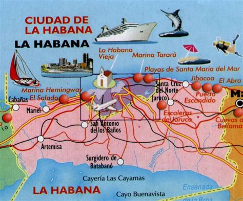 La habana playas mapa - Mapa de playas de la Habana (Cuba)