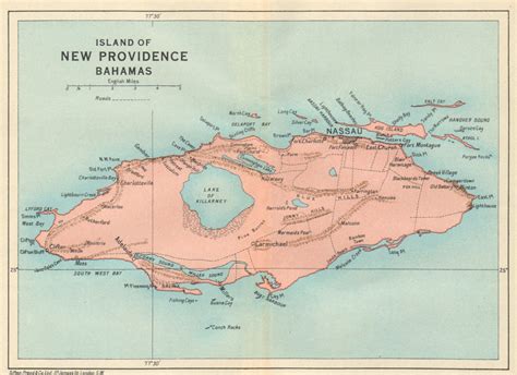 NEW PROVIDENCE. Vintage map. Bahamas. Caribbean 1931 old vintage chart