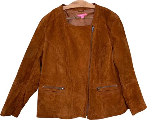 Vintage Woman Within Suede Leather Moto Bomber Jacket by Woman Within ...