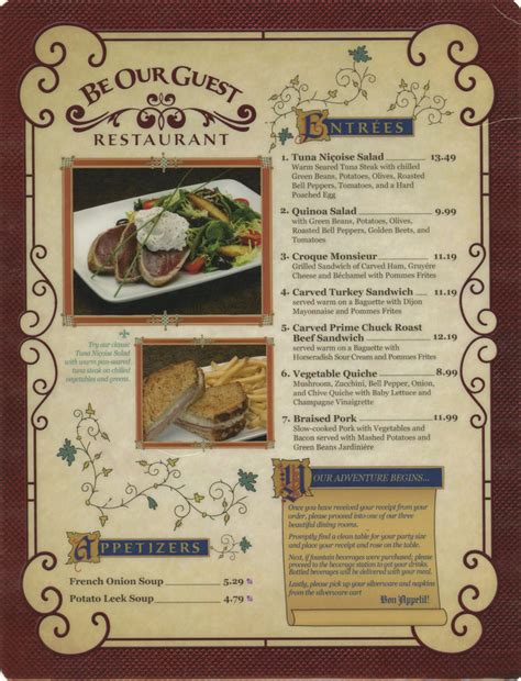 Be Our Guest Restaurant Menu - ID: augdismenu20420 | Van Eaton Galleries