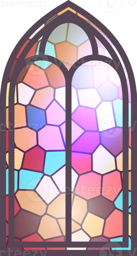 Gothic stained glass window. Church medieval arch. Catholic cathedral ...