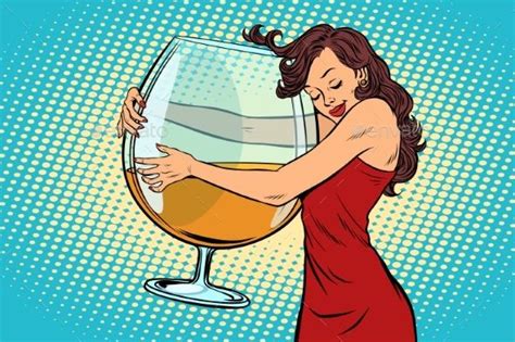 Woman Hugging a Glass of Wine | Pop art girl, Pop art drawing, Retro vector illustration