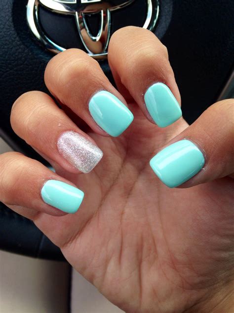 Pin by Kayleigh Alvelo on Nails | Tiffany blue nails, Square acrylic nails, Short acrylic nails