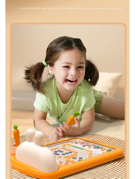1pc Children's Magnetic Drawing Board With Bunny Design, Educational Magnetic Beads Control Pen ...