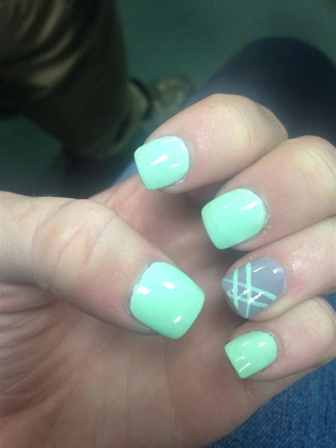 my nails! mint green and grey! | Mint green nails, Mint nails, Nails