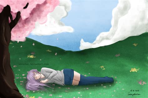 Sleeping anime girl - redrawn by Sornchai on DeviantArt