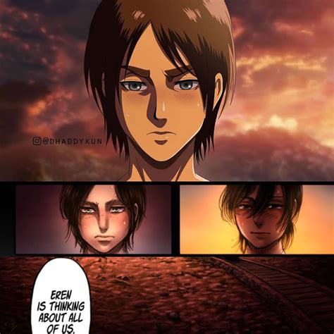 When Eren said he treasured them all and wanted them to live long happy lives he looked directly ...
