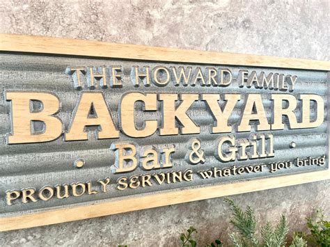 Personalized Backyard Sign Custom Bar & Grill Sign Carved Wood | Etsy