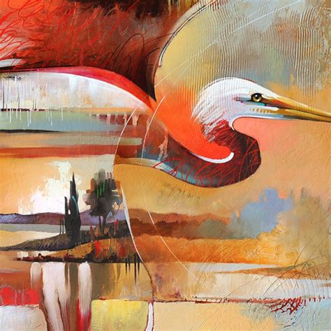 Abstract Bird Art Contemporary Egret Painting Reproduction | Etsy