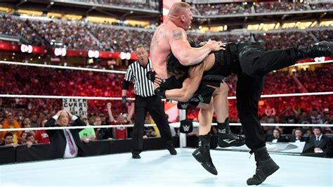 Powerful Spear For Brock Lesnar By Roman Reigns - Wrestling Media