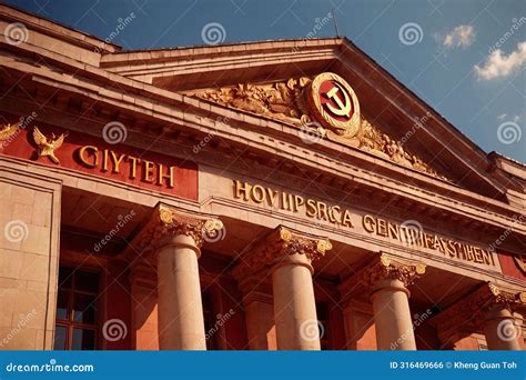 Soviet Style Authoritarian Totalitarian Building, With Communist Symbols Stock Photo ...