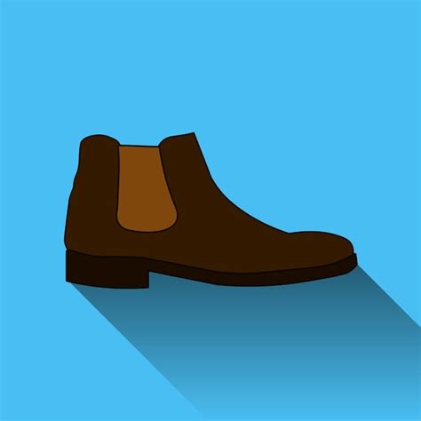 Premium Vector | Classic chelsea shoe style boot icon with long shadow isolated on blue ...