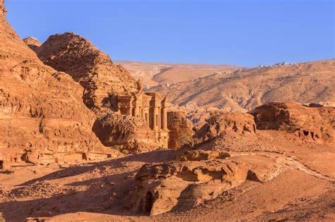 Ad Deir Monastery, Petra, Jordan at Sunset Stock Image - Image of ...