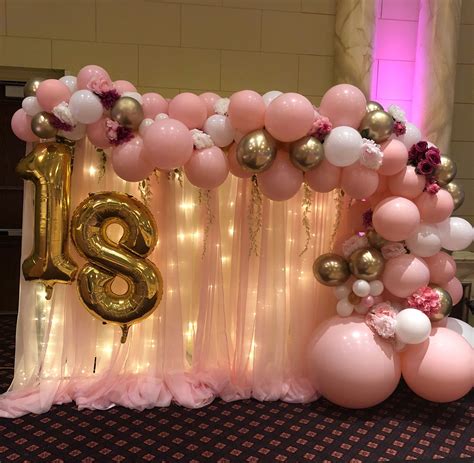 Balloon Garland backdrop by Paper Bloom Twist (2020) | 18th birthday decorations, 18th birthday ...
