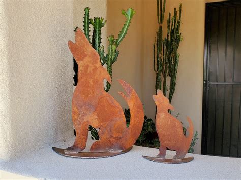 Metal Coyote Howling on Crescent Moon Base / Metal Sculpture / - Etsy