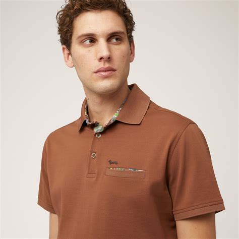 Polo with Printed Details in Brown: Luxury Italian Polo Shirts | Harmont&Blaine®