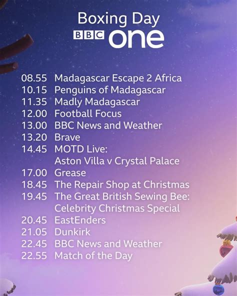 BBC One Christmas & New Years TV Schedule