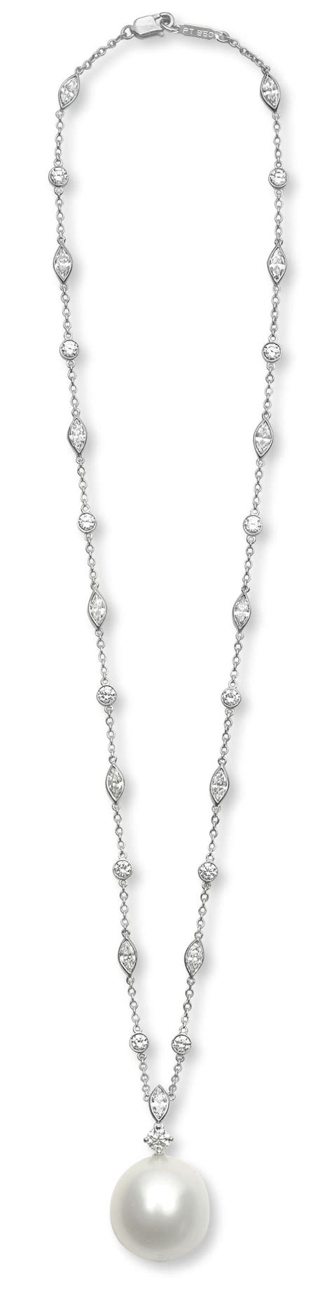 A CULTURED PEARL AND DIAMOND PENDANT NECKLACE, BY TIFFANY & CO. | Christie's