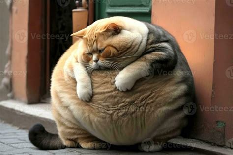 Cute fat cat is sleepy in front of the store. 23373548 Stock Photo at ...