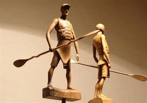 Kayaker and Sea Kayak (Carved Wood Interior Inside statue/statuettes ...