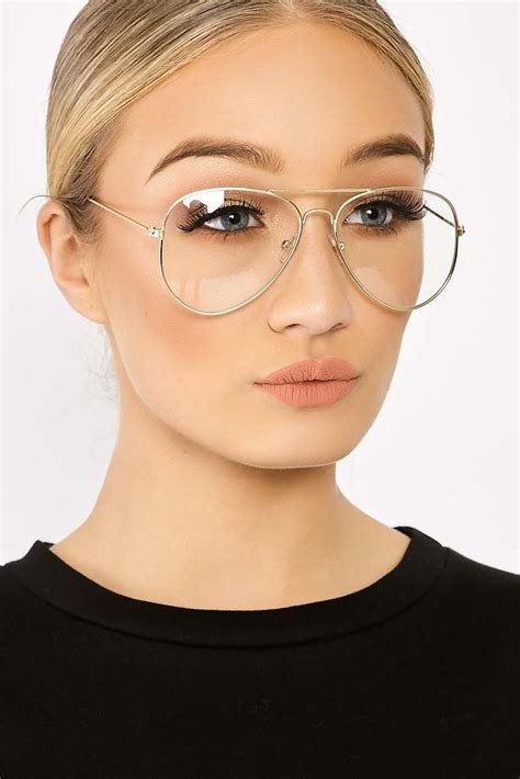 CLEAR LENS GOLD AVIATOR GLASSES | Fashion eye glasses, Gold aviator ...