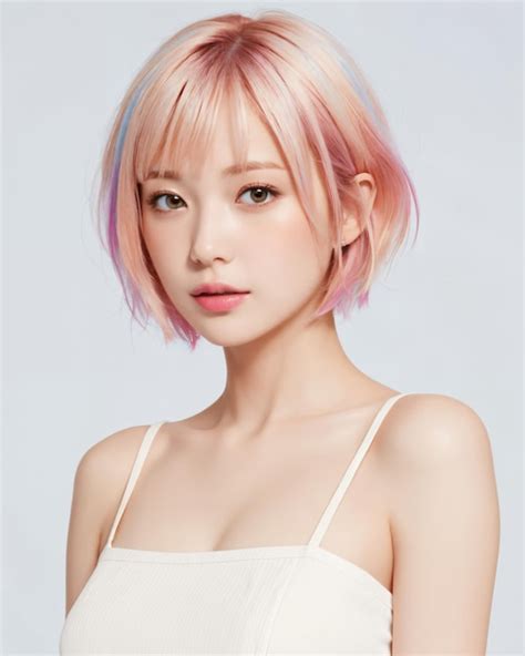 Premium AI Image | A woman with short pink hair with a short pink bob ...