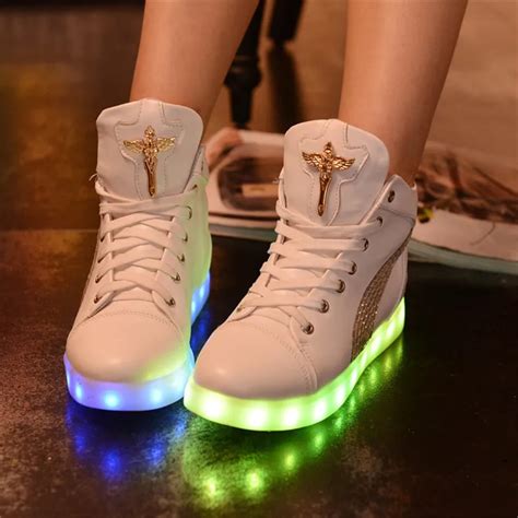 Spring and summer colorful light shoes USB charging LED lights luminous ...