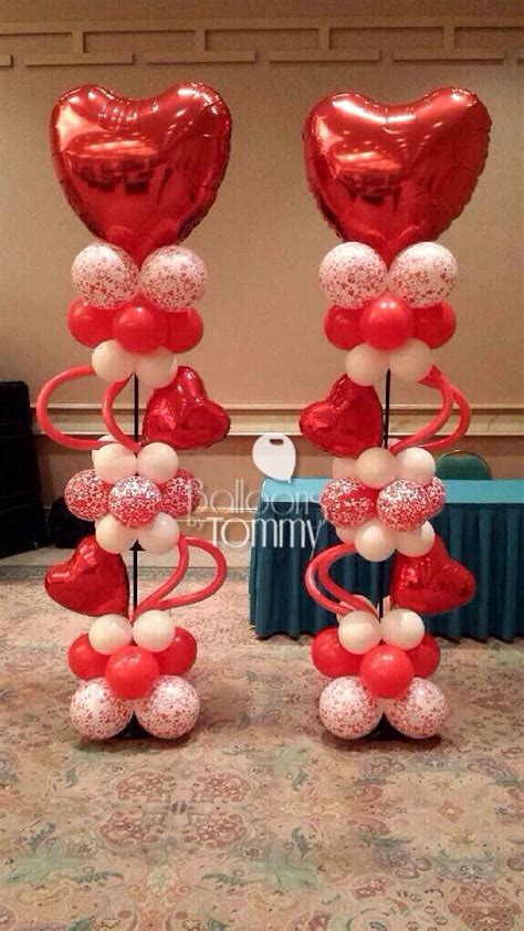 This red and white heart filled balloon column can be used for a ...