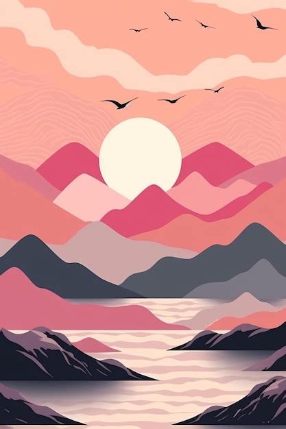 Premium AI Image | Mountain Illustration Wallpaper